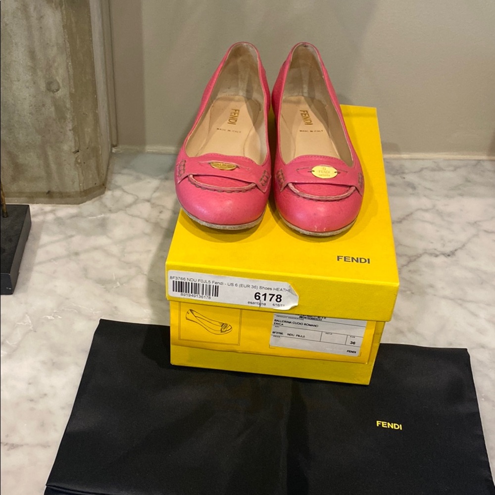 Fendi Pink summer ballerina penny loafers leather. Size 36 (6)
